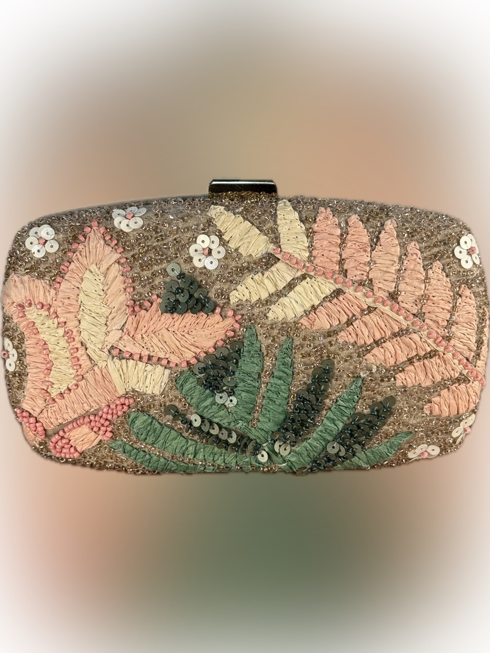 Antik Kraft Beaded Floral Box Clutch - Boho Wedding Guest Crossbody